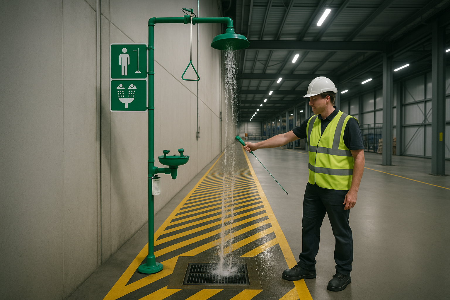 Nooddouche op de werkvloer