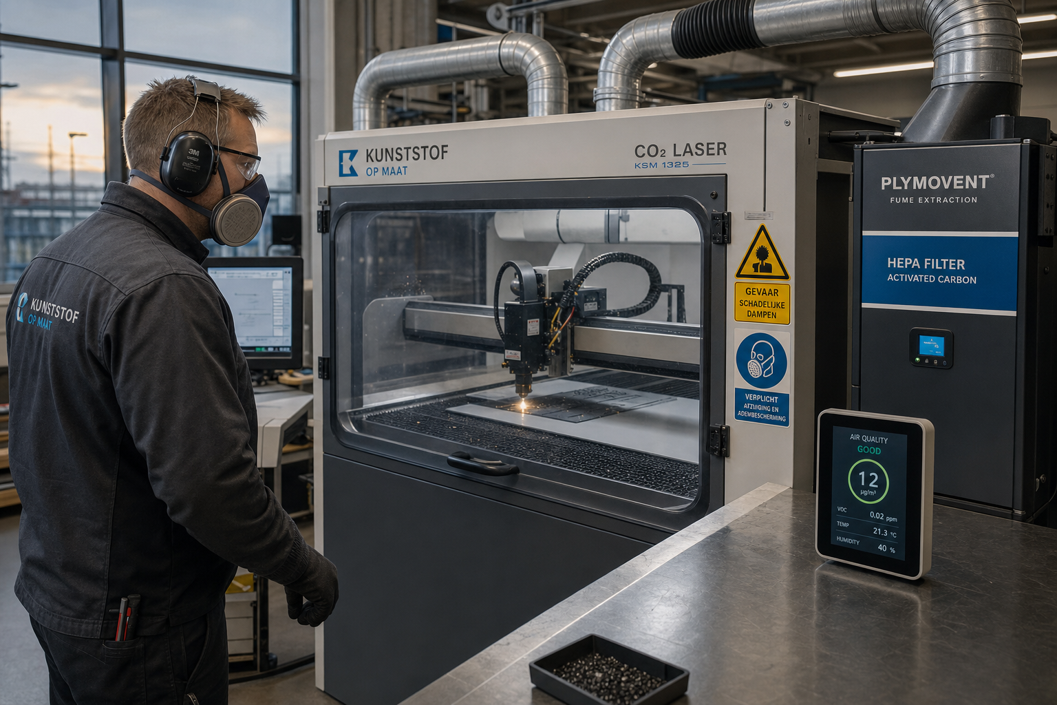 Wat zijn de belangrijkste veiligheids- en ventilatie-eisen bij kunststof lasersnijden om schadelijke dampen en smeltresten te voorkomen?